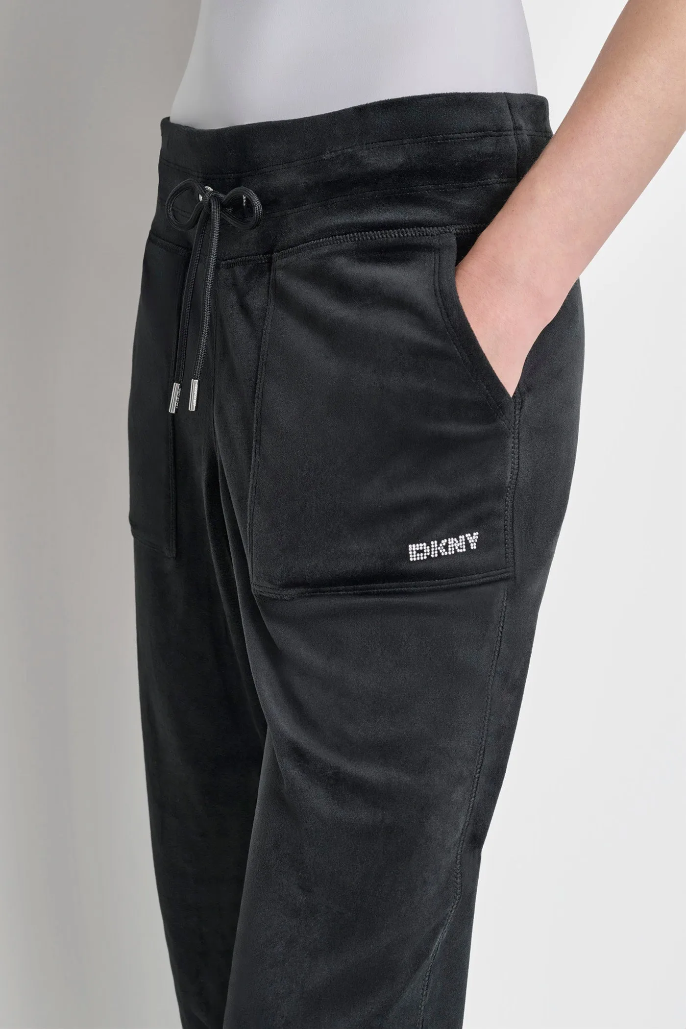 PLATINUM VELOUR RHINESTONE LOGO JOGGER sold by DKNY product image thumbnail 4