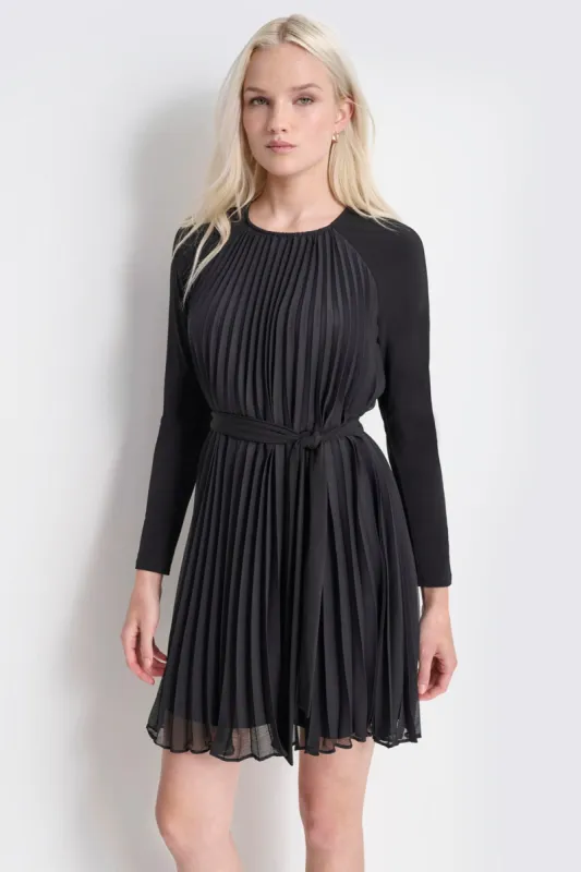 LONG SLEEVE PLEATED DRESS made by DKNY