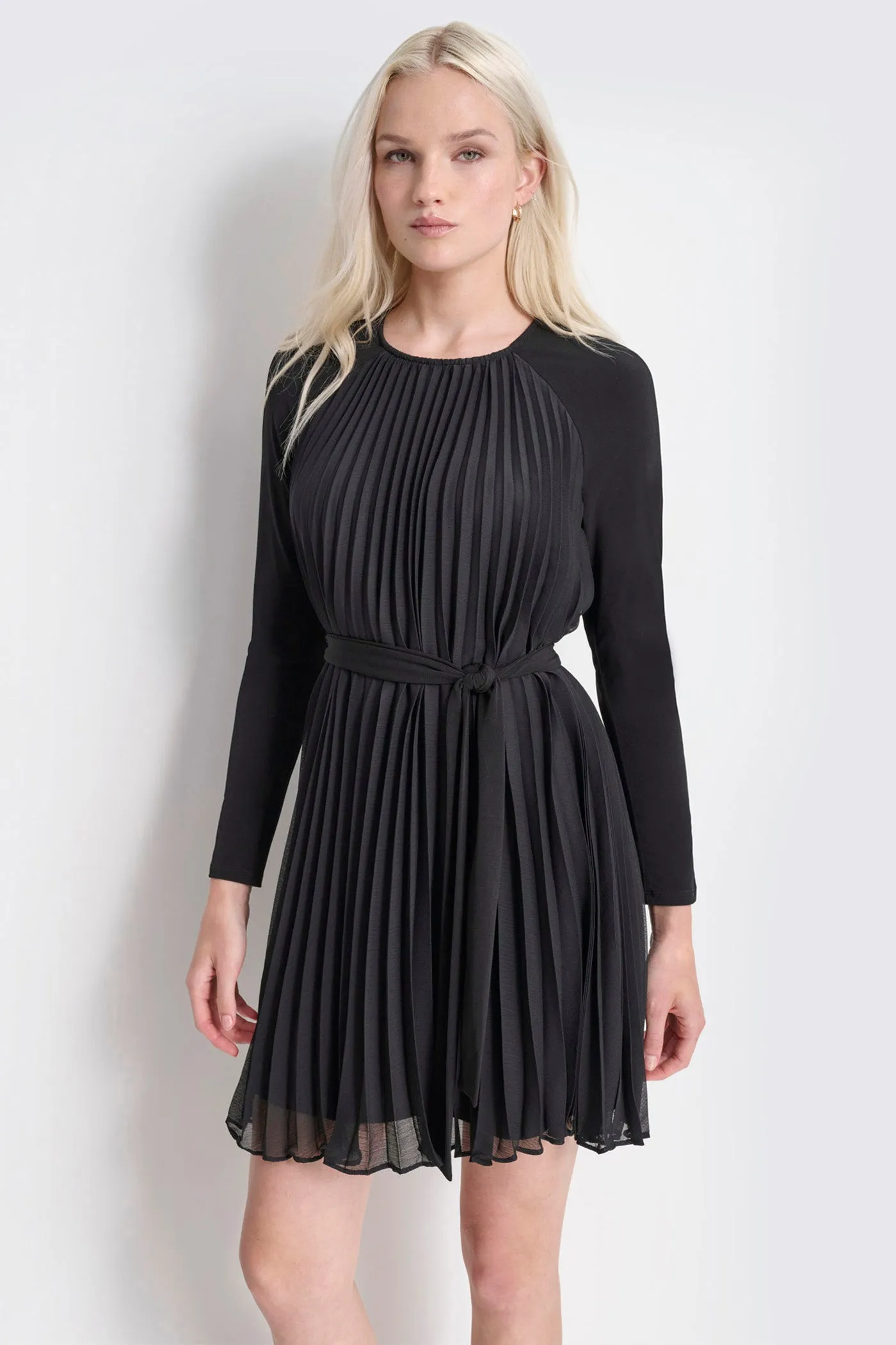LONG SLEEVE PLEATED DRESS sold by DKNY