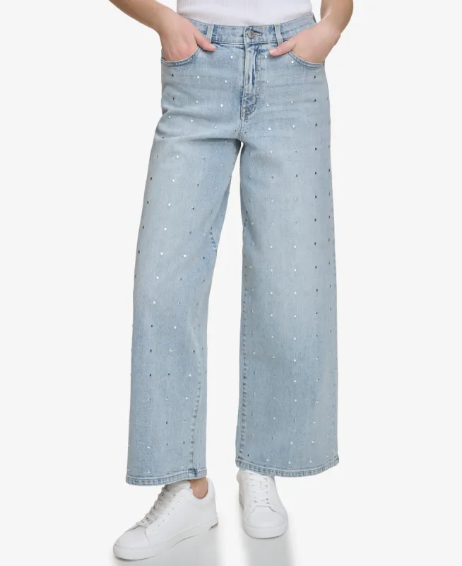 HIGH Rise Length WIDE LEG WITH STUDS sold by DKNY