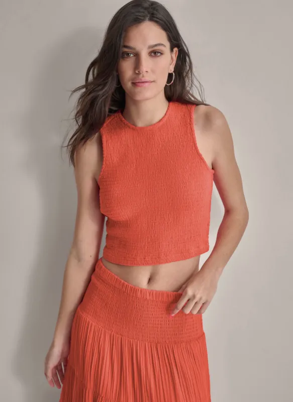 CROPPED SMOCKED TANK sold by DKNY