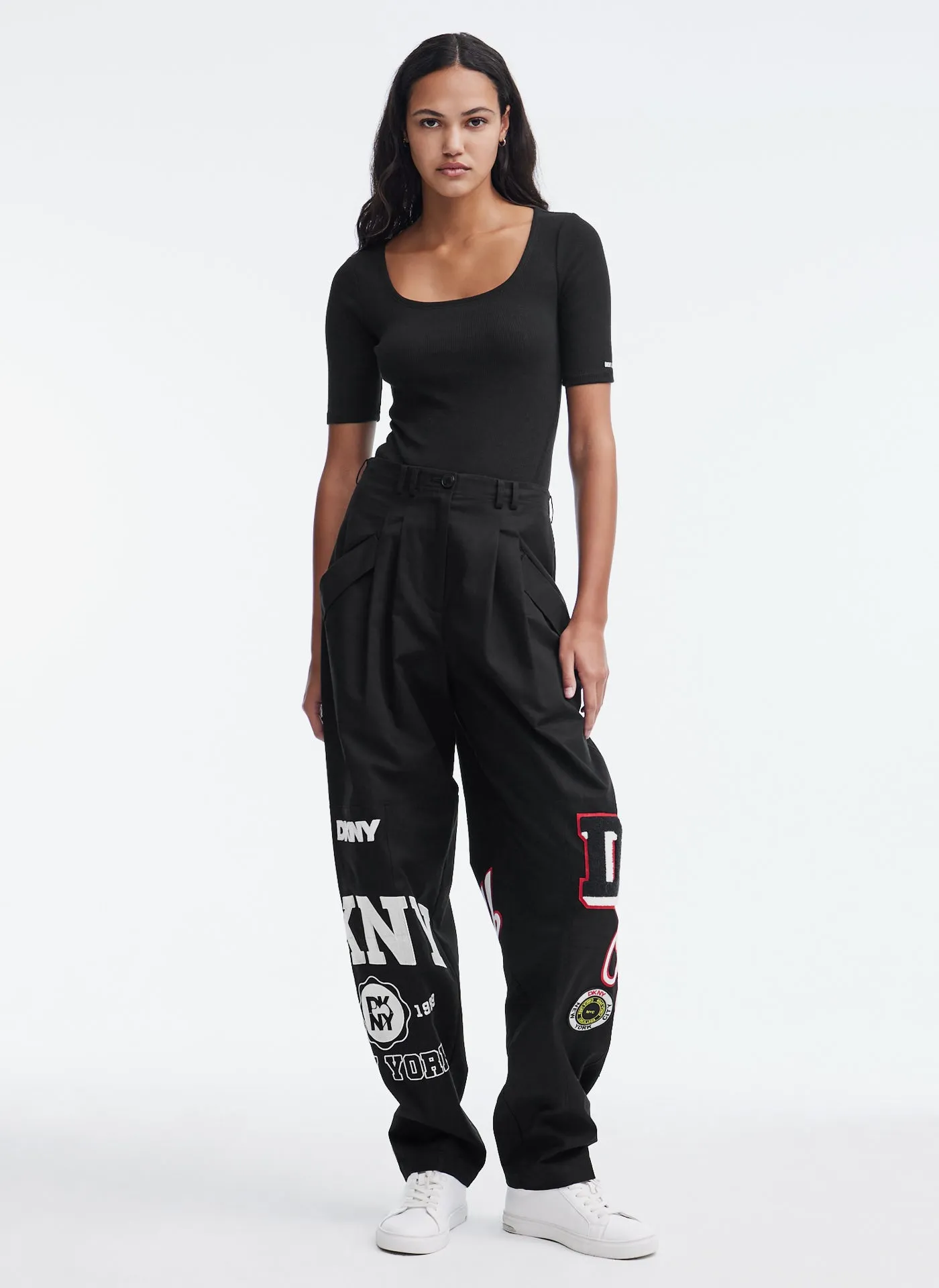 PATCH AND EMBROIDERY PANTS sold by DKNY