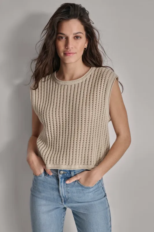 OPEN STITCH VEST sold by DKNY