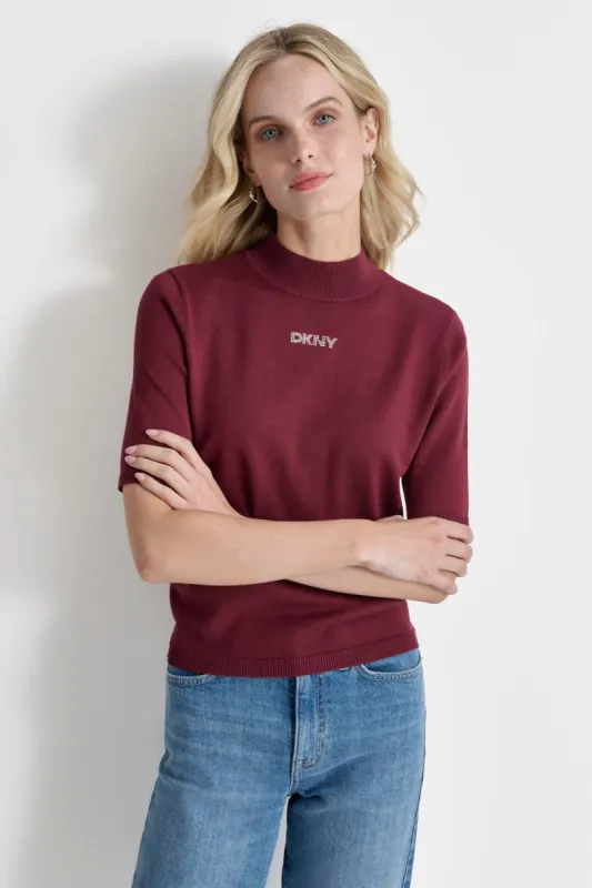 MOCK NECK LOGO SWEATER sold by DKNY