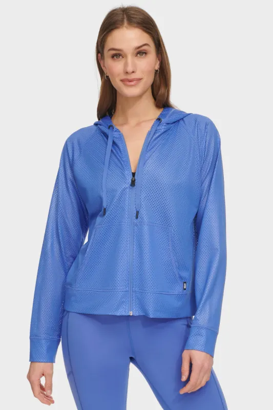 Chintz Honeycomb Mesh Full Zip Hoodie sold by DKNY