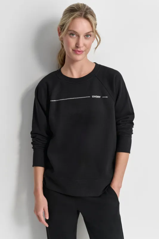 RHINESTONE STRIPE LOGO PULLOVER sold by DKNY