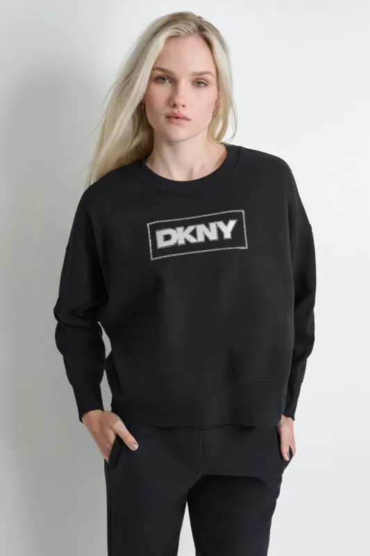 RHINESTONE LOGO CREW NECK sold by DKNY