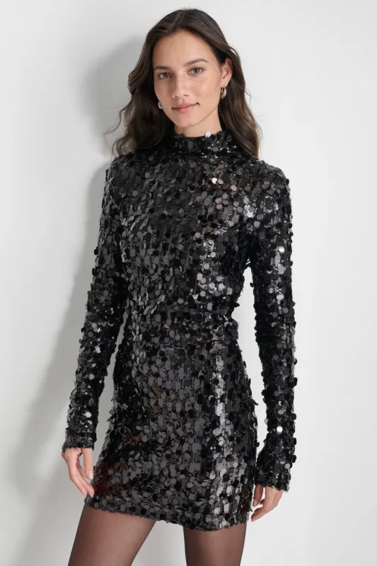 SEQUINS AND MESH TOP sold by DKNY