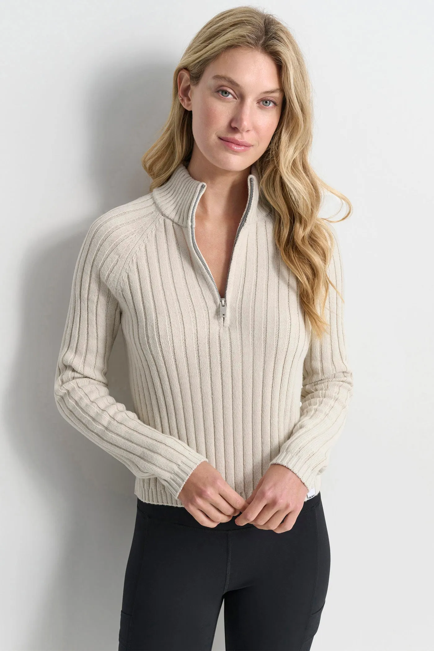 HALF ZIP MOCK NECK SWEATER sold by DKNY