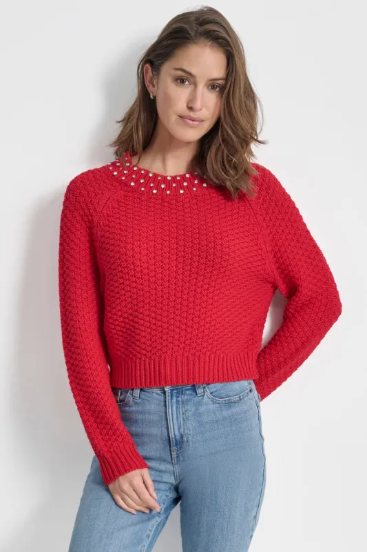 CRYSTAL EMBELLISHED SWEATER sold by DKNY