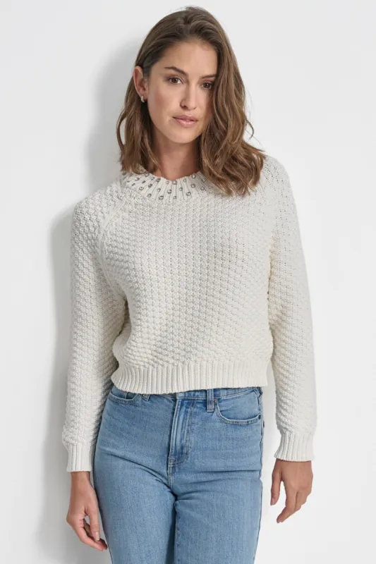 CRYSTAL EMBELLISHED SWEATER sold by DKNY