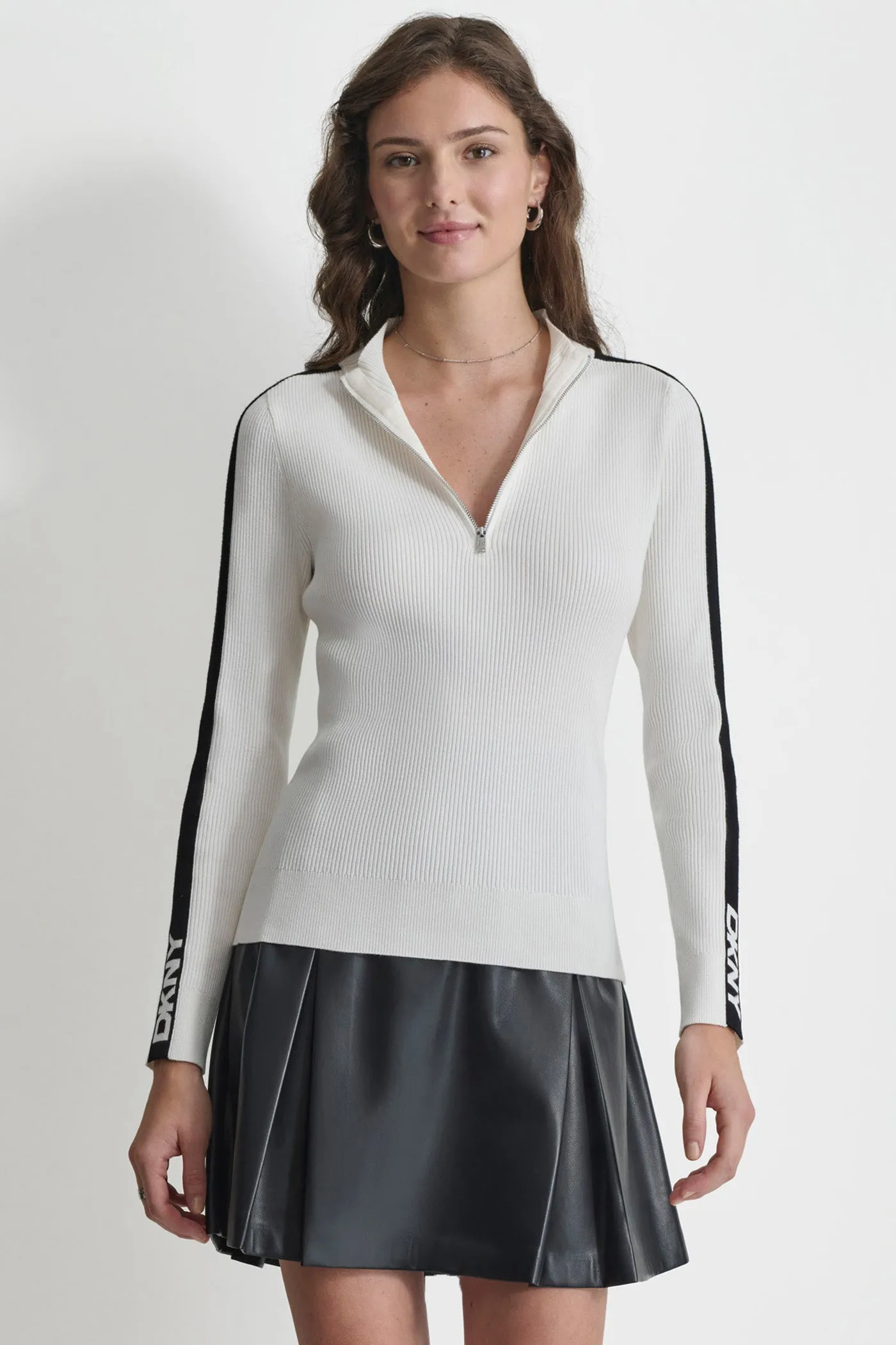 HALF ZIP LOGO TAPE SWEATER sold by DKNY
