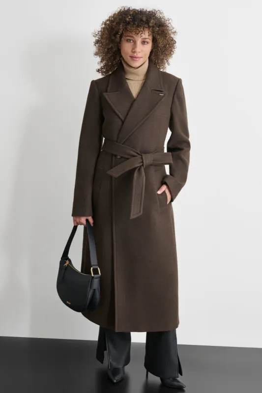 WOOL WRAP COAT sold by DKNY