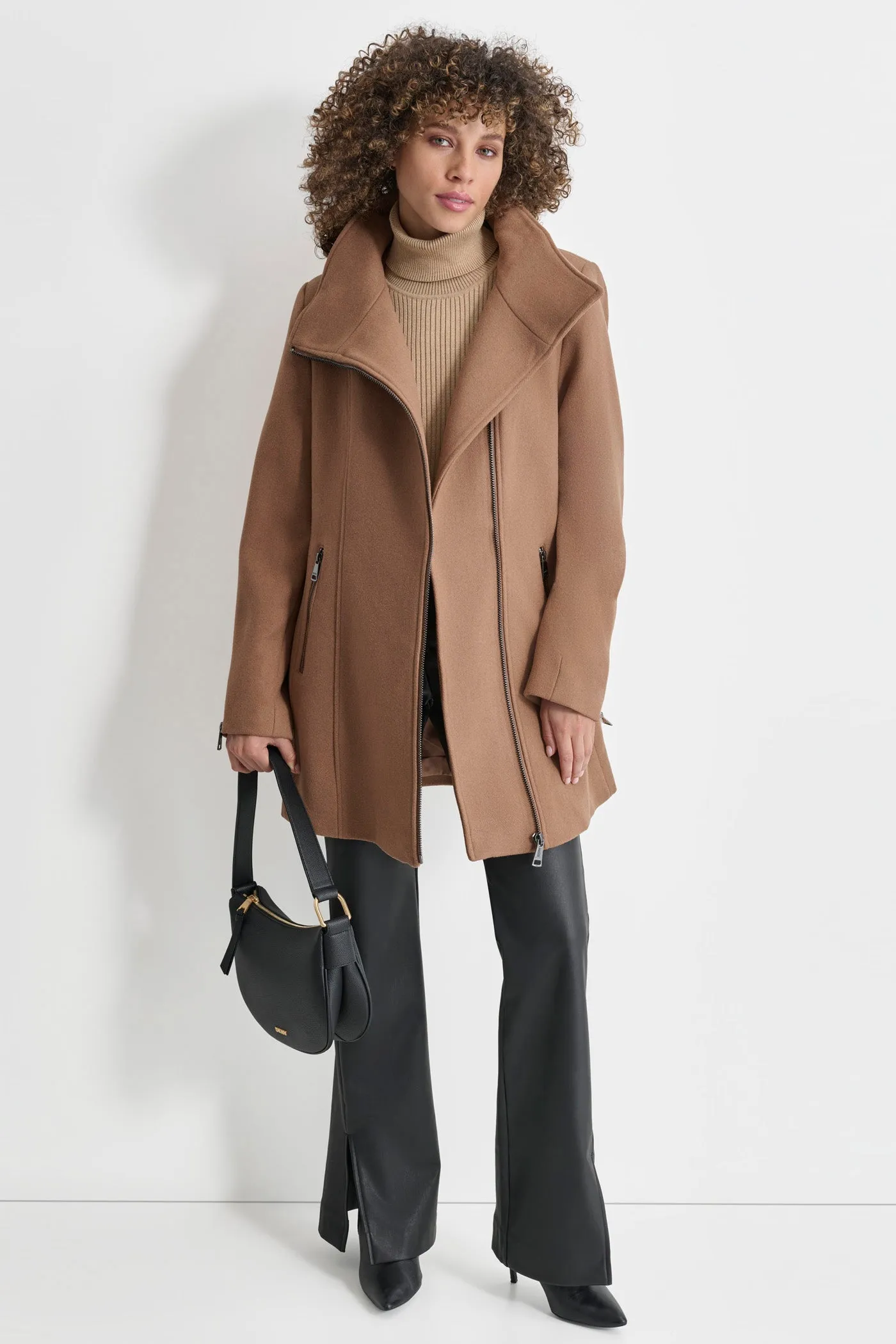 WOOL COAT WITH ZIPPER DETAIL sold by DKNY