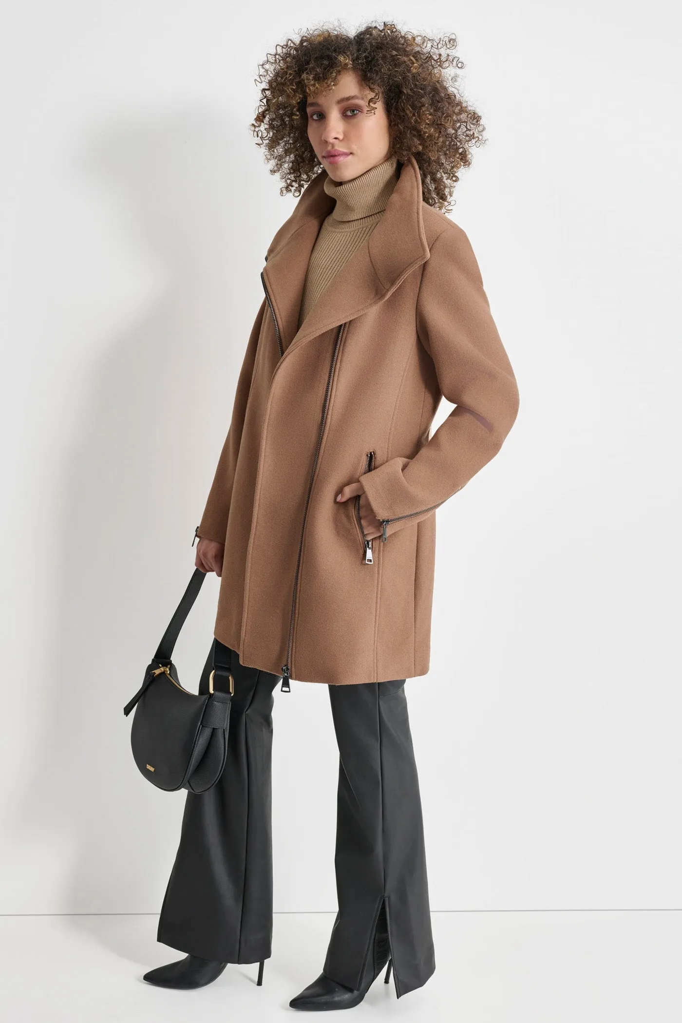 WOOL COAT WITH ZIPPER DETAIL sold by DKNY product image thumbnail 4