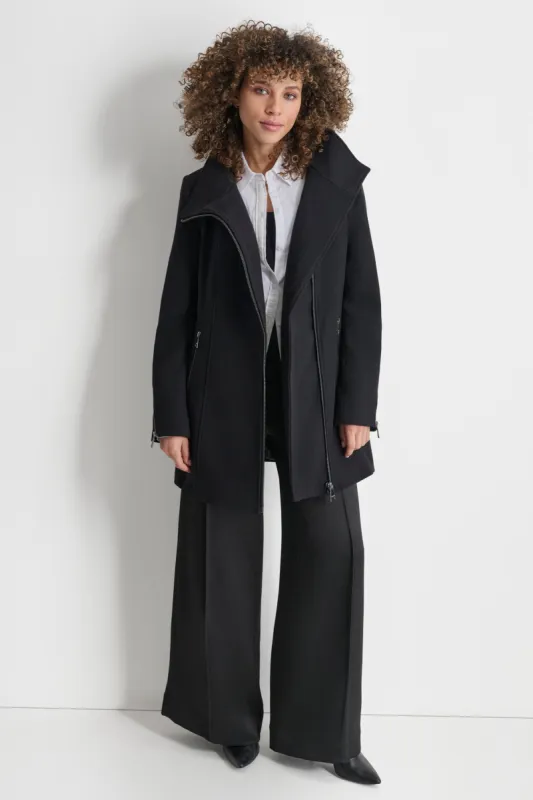 WOOL COAT WITH ZIPPER DETAIL sold by DKNY