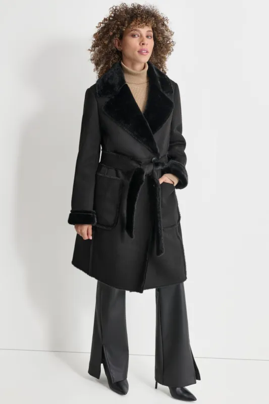MINK BONDED SUEDE COAT sold by DKNY