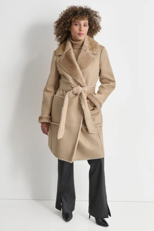 MINK BONDED SUEDE COAT sold by DKNY