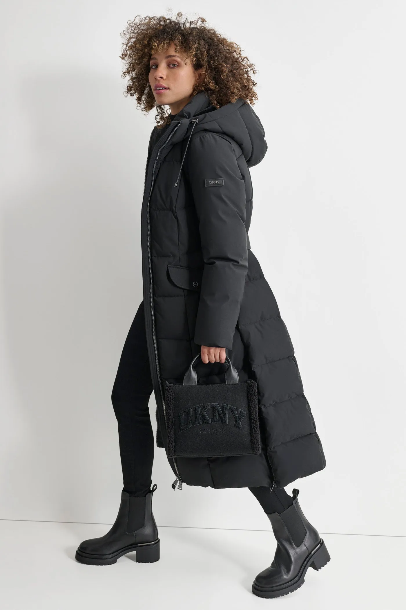 BOX QUILT LONG PUFFER WITH BELT sold by DKNY product image thumbnail 4