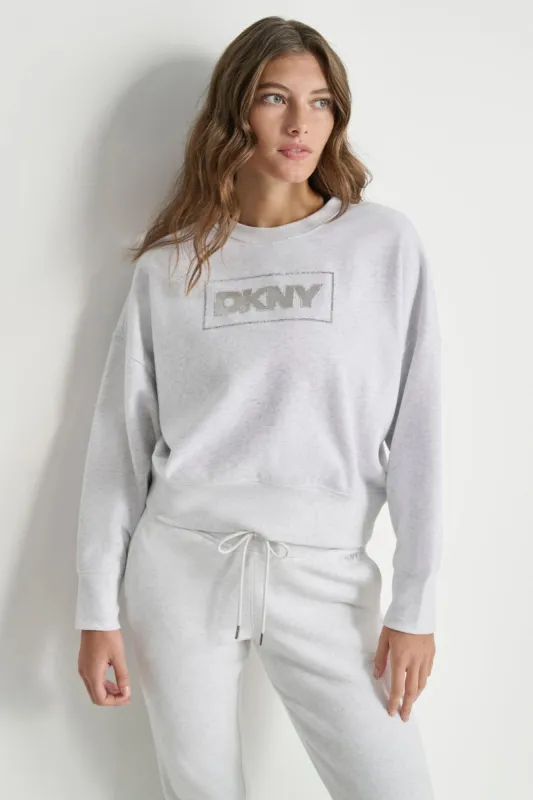 RHINESTONE LOGO CREW NECK sold by DKNY