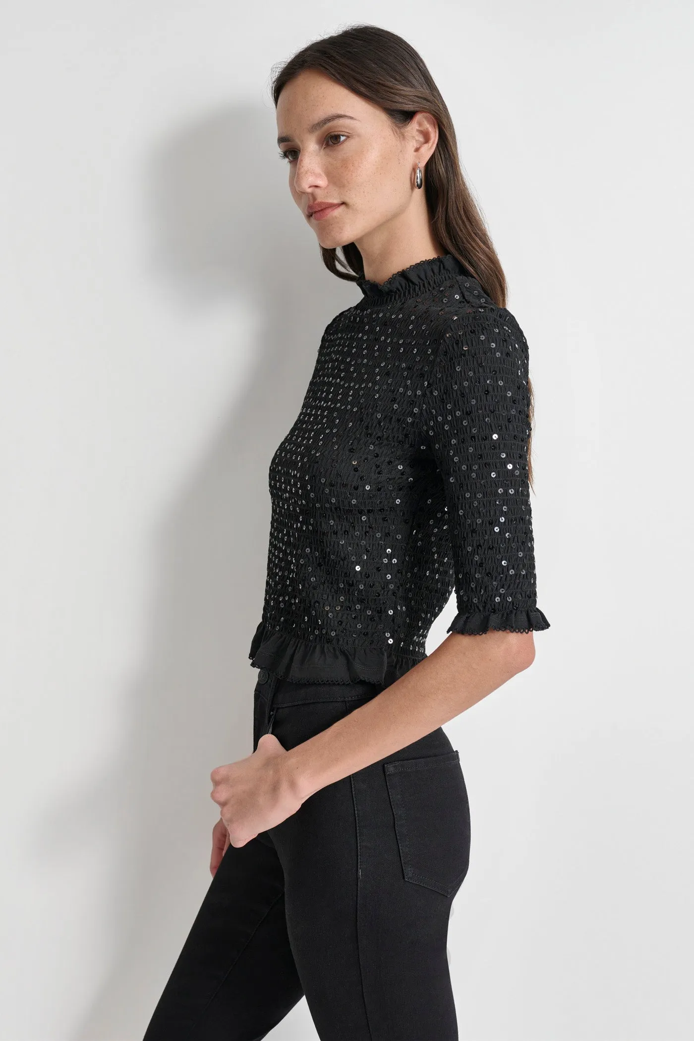SMOCKED SEQUIN TOP sold by DKNY product image thumbnail 5