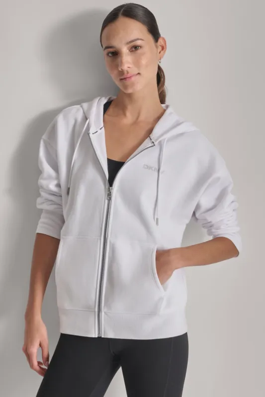 MINI STUD LOGO FULL ZIP HOODIE sold by DKNY