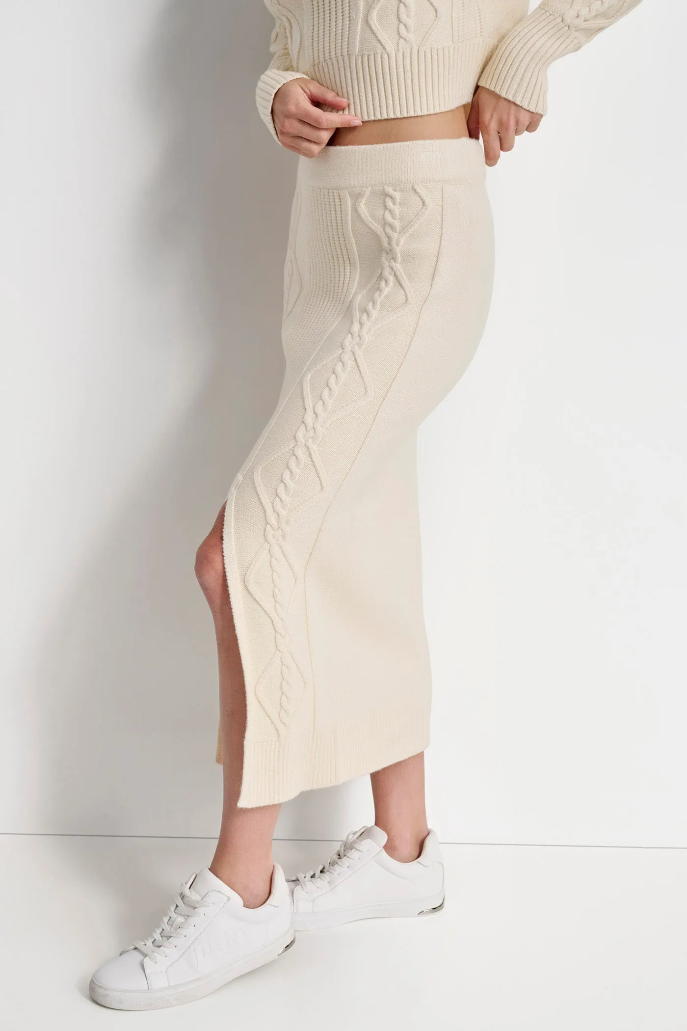 CABLE AND RIB SWEATER SKIRT sold by DKNY product image thumbnail 4