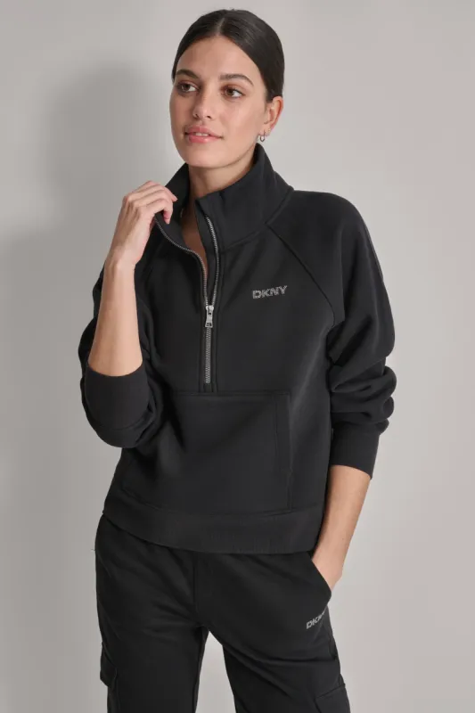 MINI STUD LOGO HALF ZIP PULLOVER sold by DKNY