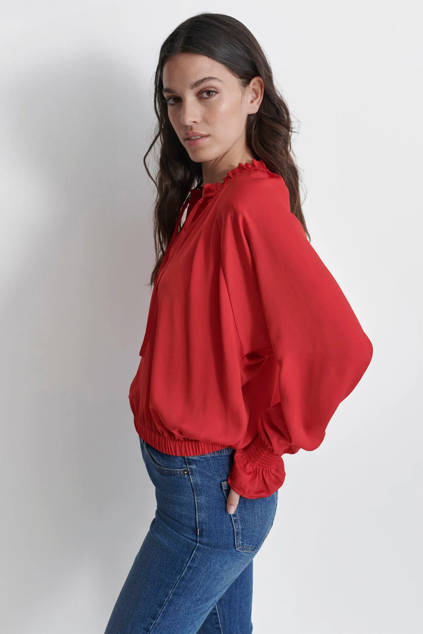 SMOCKED CUFF RAGLAN SLEEVE BLOUSE sold by DKNY product image thumbnail 4