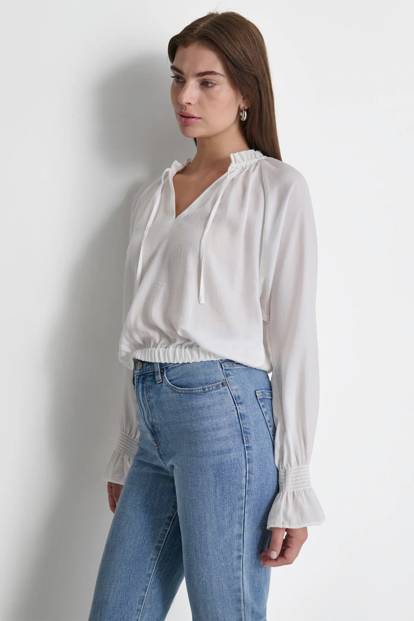 SMOCKED CUFF RAGLAN SLEEVE BLOUSE sold by DKNY product image thumbnail 4