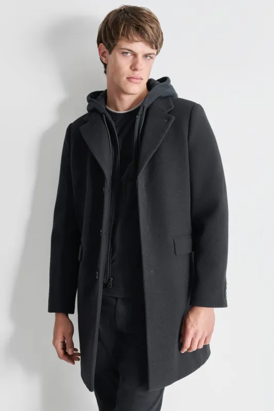 FAUX WOOL COAT WITH HOODED BIB sold by DKNY