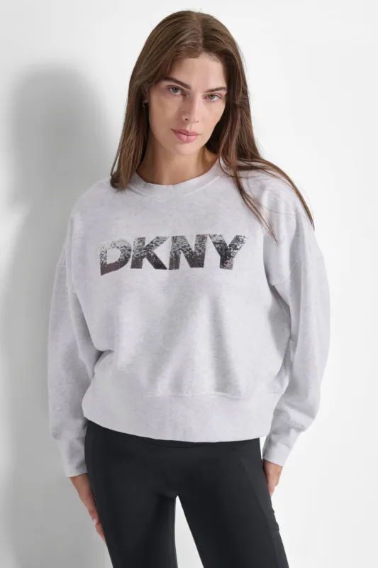 OMBRE SEQUIN LOGO PULLOVER sold by DKNY