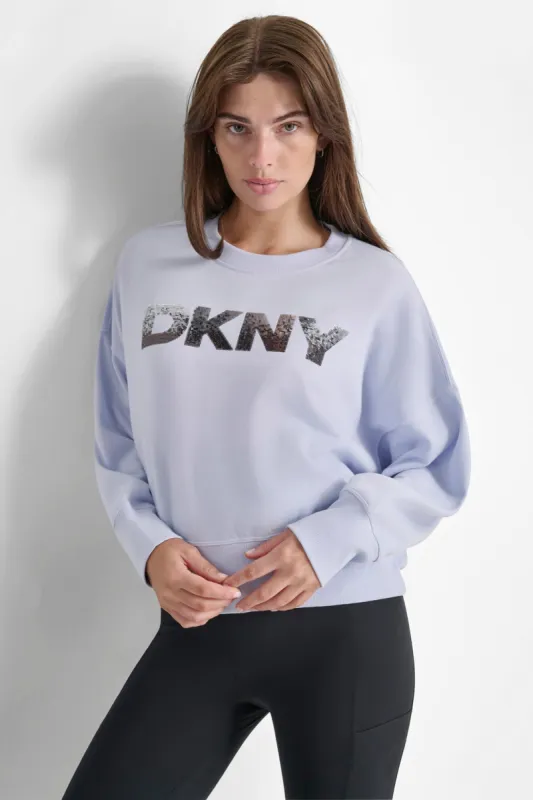 OMBRE SEQUIN LOGO PULLOVER sold by DKNY