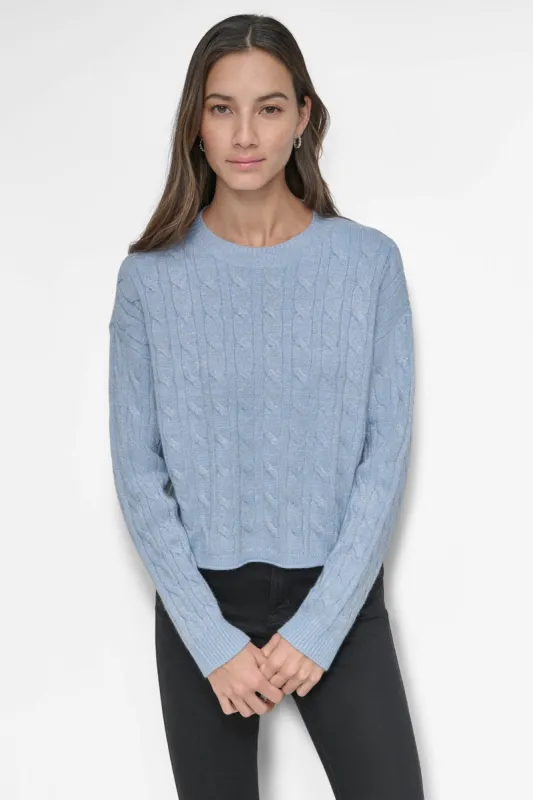 CABLE CROPPED CREW NECK SWEATER sold by DKNY