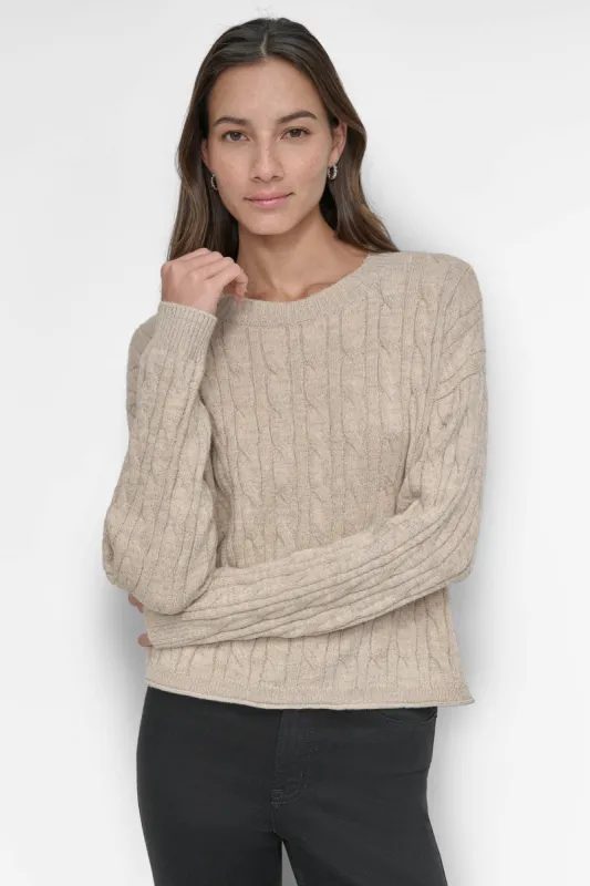 CABLE CROPPED CREW NECK SWEATER sold by DKNY