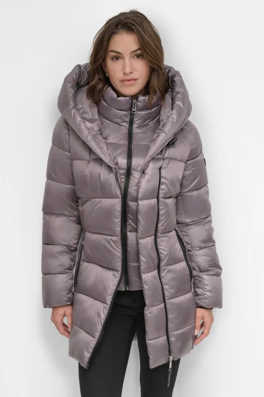 PEARLIZED PUFFER WITH HOOD sold by DKNY