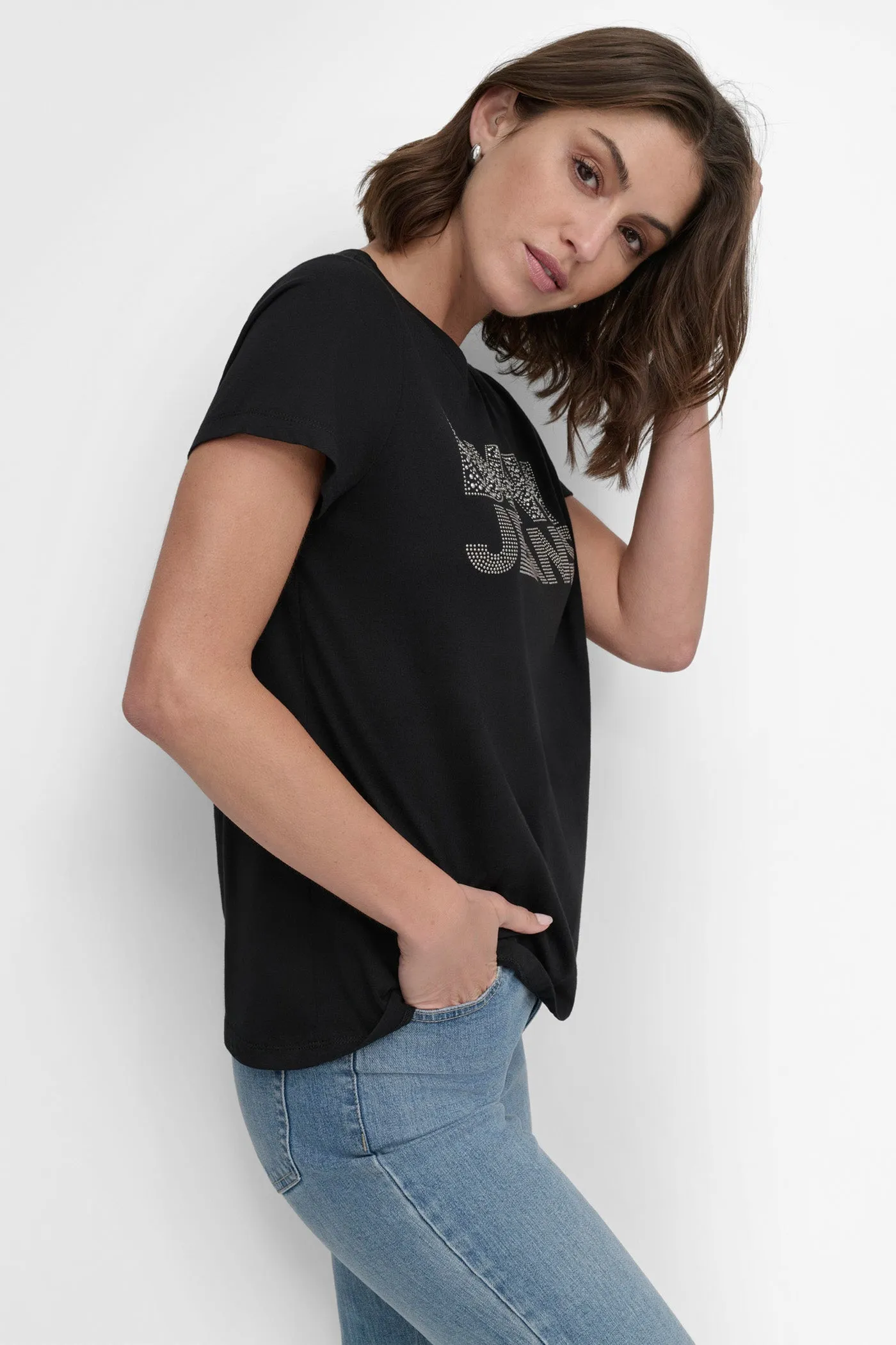 RHINESTUD LOGO TEE sold by DKNY product image thumbnail 3