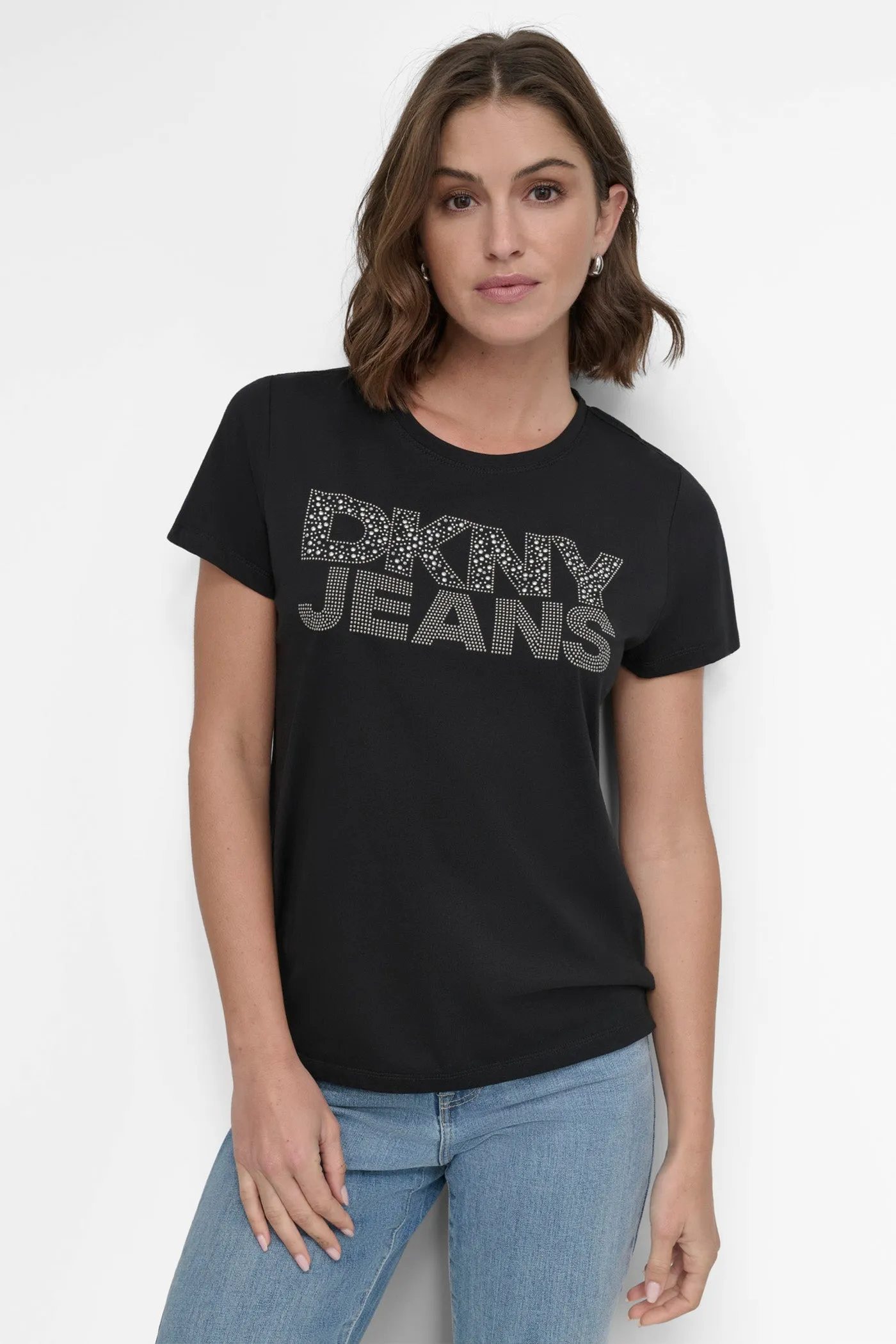 RHINESTUD LOGO TEE sold by DKNY