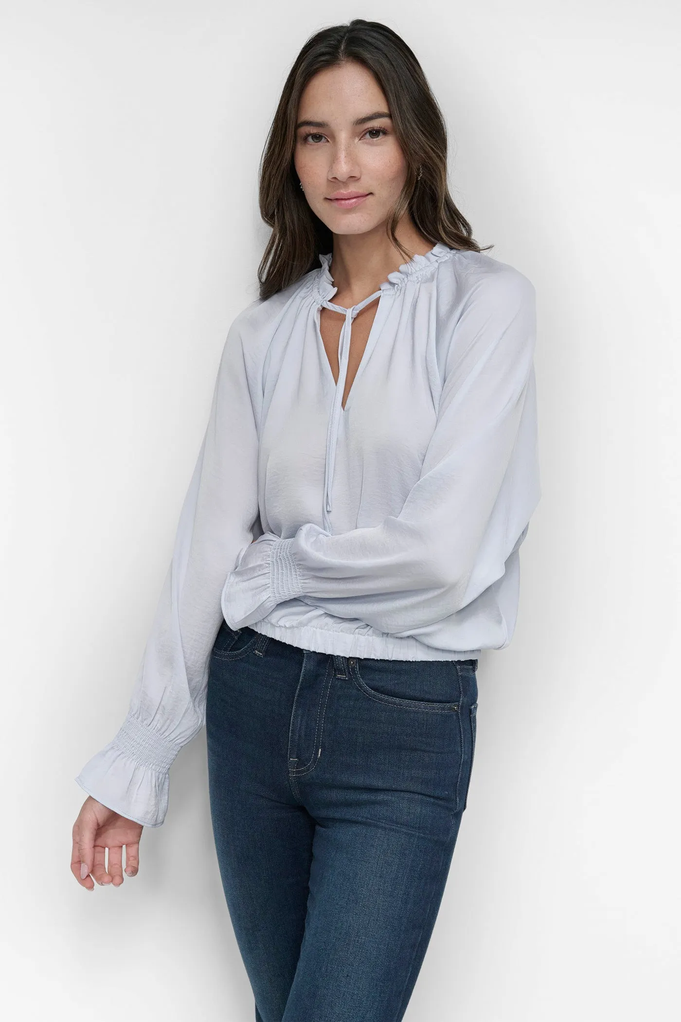 SMOCKED CUFF RAGLAN SLEEVE BLOUSE sold by DKNY