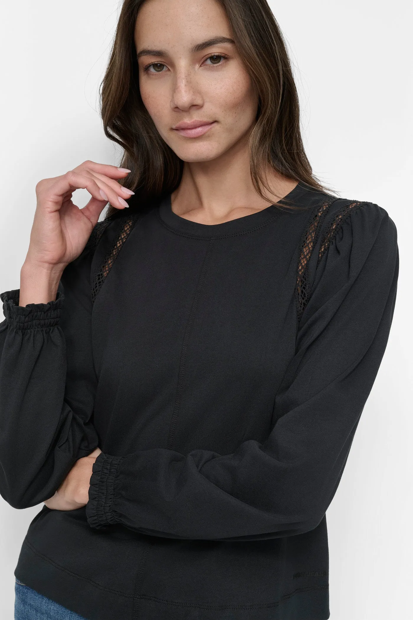 EYELET ARMHOLE PUFF BRACELET SLEEVE TEE sold by DKNY product image thumbnail 5