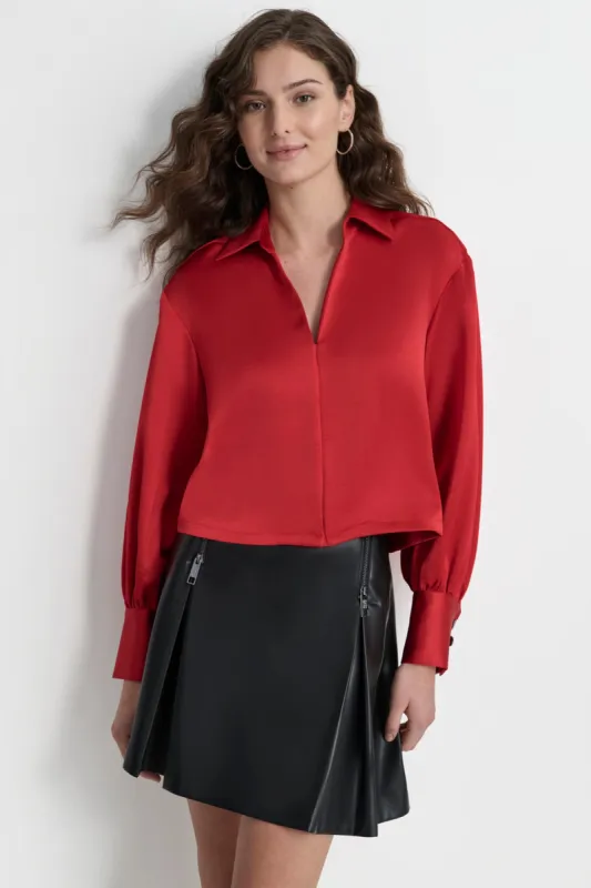 SPLIT NECK BLOUSE sold by DKNY