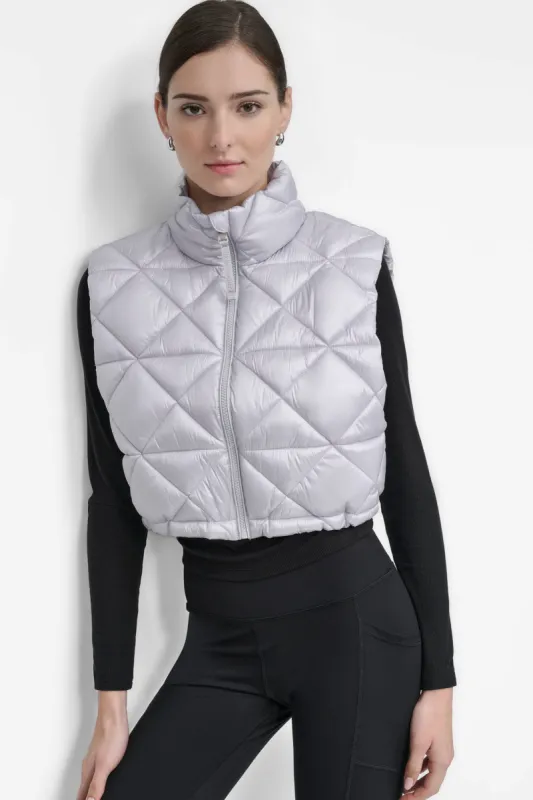 NOVELTY CROPPED DIAMOND QUILT VEST sold by DKNY
