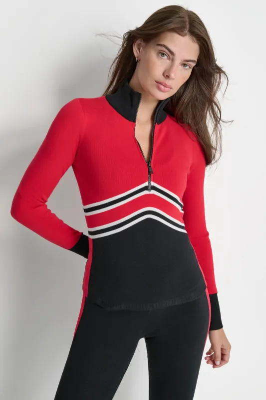 APRES SKI CHEVRON STRIPE HALF ZIP SWEATER sold by DKNY