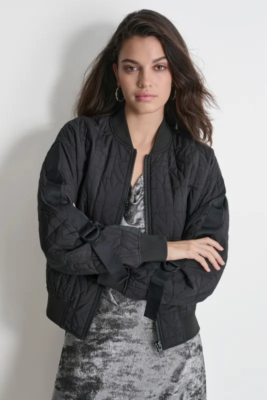 QUILTED LOGO BOMBER sold by DKNY
