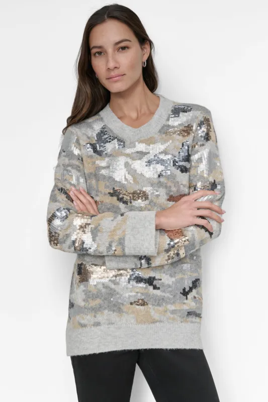 SEQUIN CREW NECK PULLOVER sold by DKNY