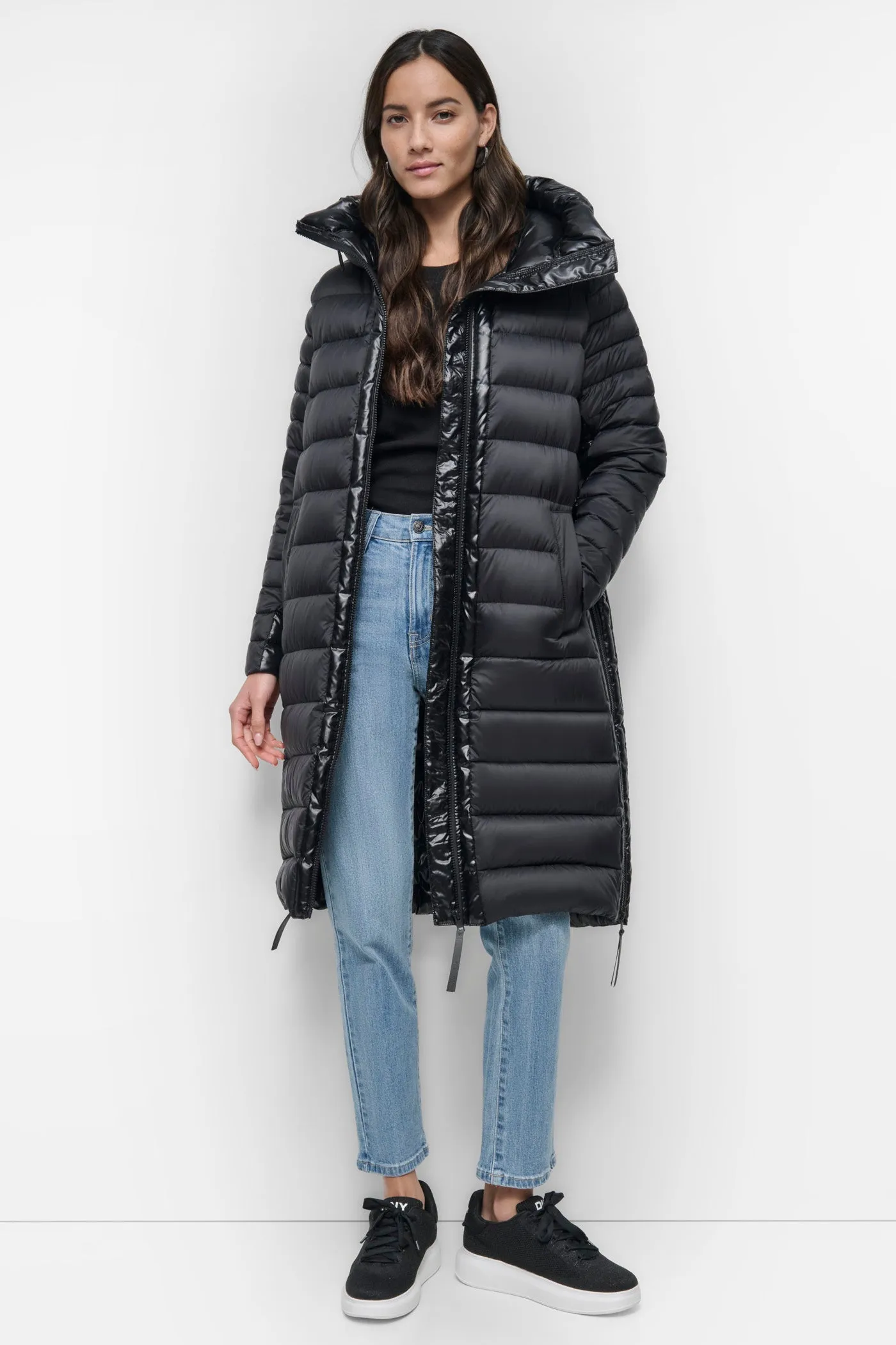 DOWN FILL HOODED ZIP FRONT QUILTED PUFFER | Parallel