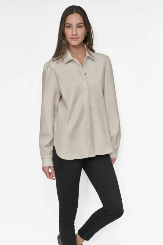 PUFF SLEEVE DENIM SHIRT sold by DKNY