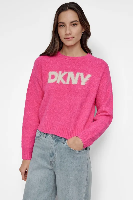 TINSEL LOGO BOUCLE SWEATER sold by DKNY