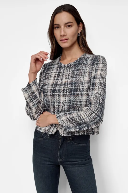 FRAYED CROPPED JACKET sold by DKNY