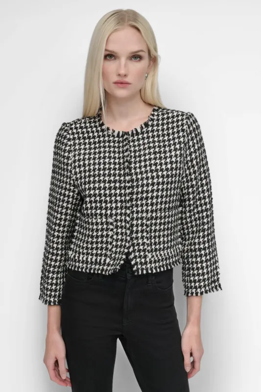 FRAYED CROPPED JACKET sold by DKNY